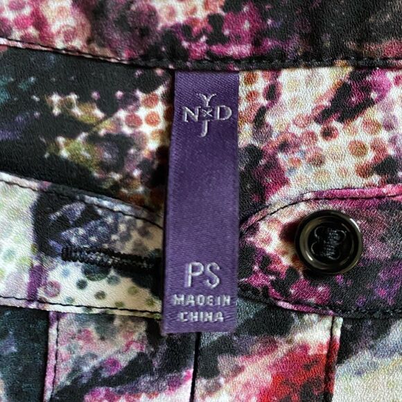 NYDJ Not Your Daughters Jeans Multicolored Top Long Sleeves Womens Petite Small - Picture 5 of 7